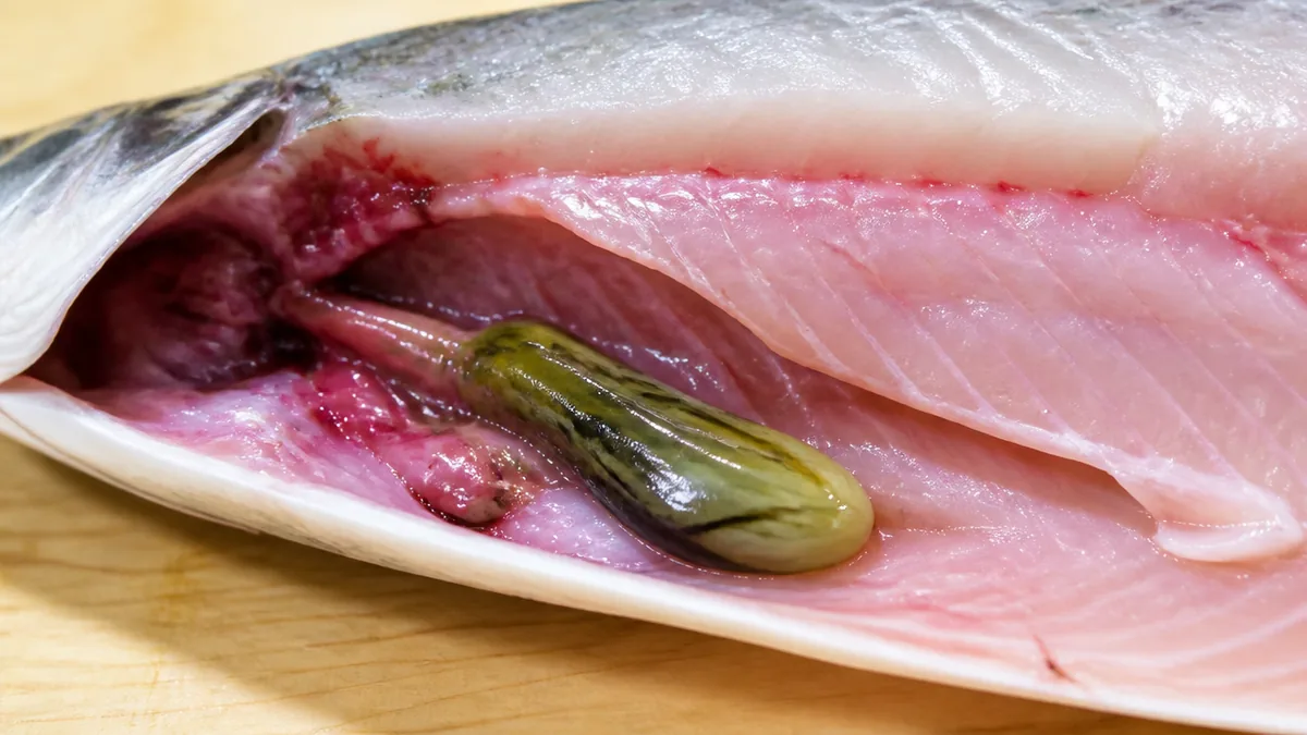 苦玉を潰すとどうなる？緑色と強い苦味が身に移るの解説画像