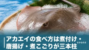 アカエイの食べ方は煮付け・唐揚げ・煮こごりが三本柱｜臭みを消す下処理と毒棘の扱いまで解説のアイキャッチ画像